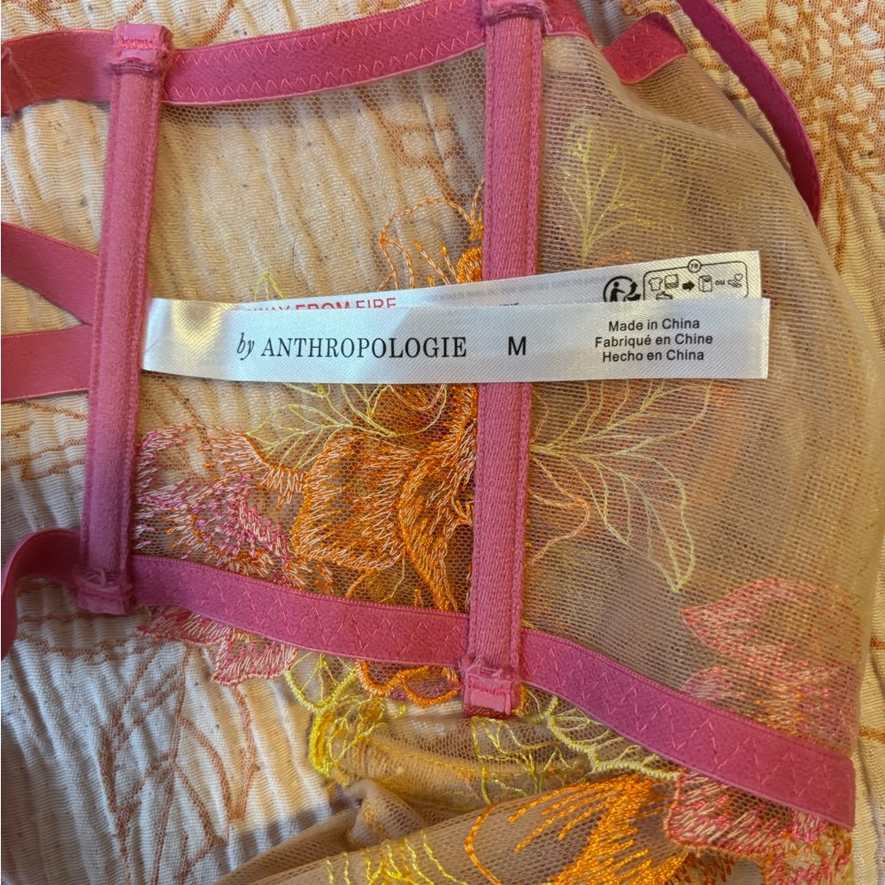 By Anthropologie Embroidered Floral Lace Corset Top - Picture 7 of 10
